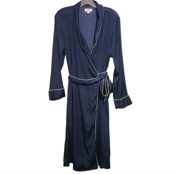 Love by Gap | Women's Military Blue Long Sleeve Belted Robe (Size XS/Small) - Picture 1 of 14